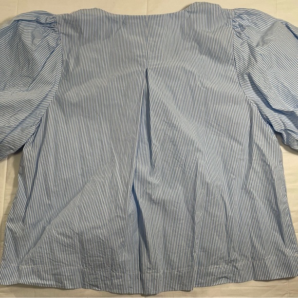 Kate Spade X Target Blue/ White Striped Croquette Puff Sleeve Blouse Large - Picture 4 of 4